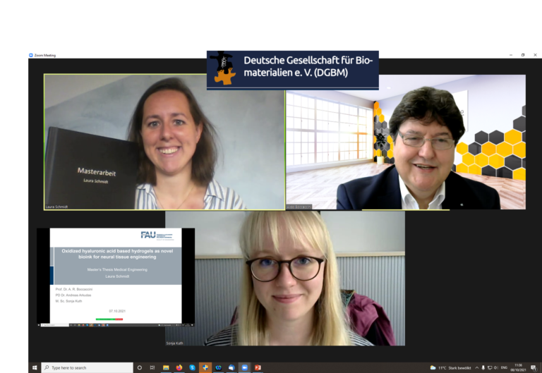 Student receives Best Master Thesis Award 2021 of the German Biomaterials Society (DGBM)