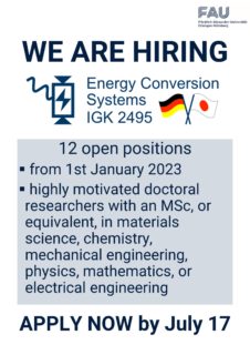 Towards entry "12 open PhD positions at the IGK 2495"